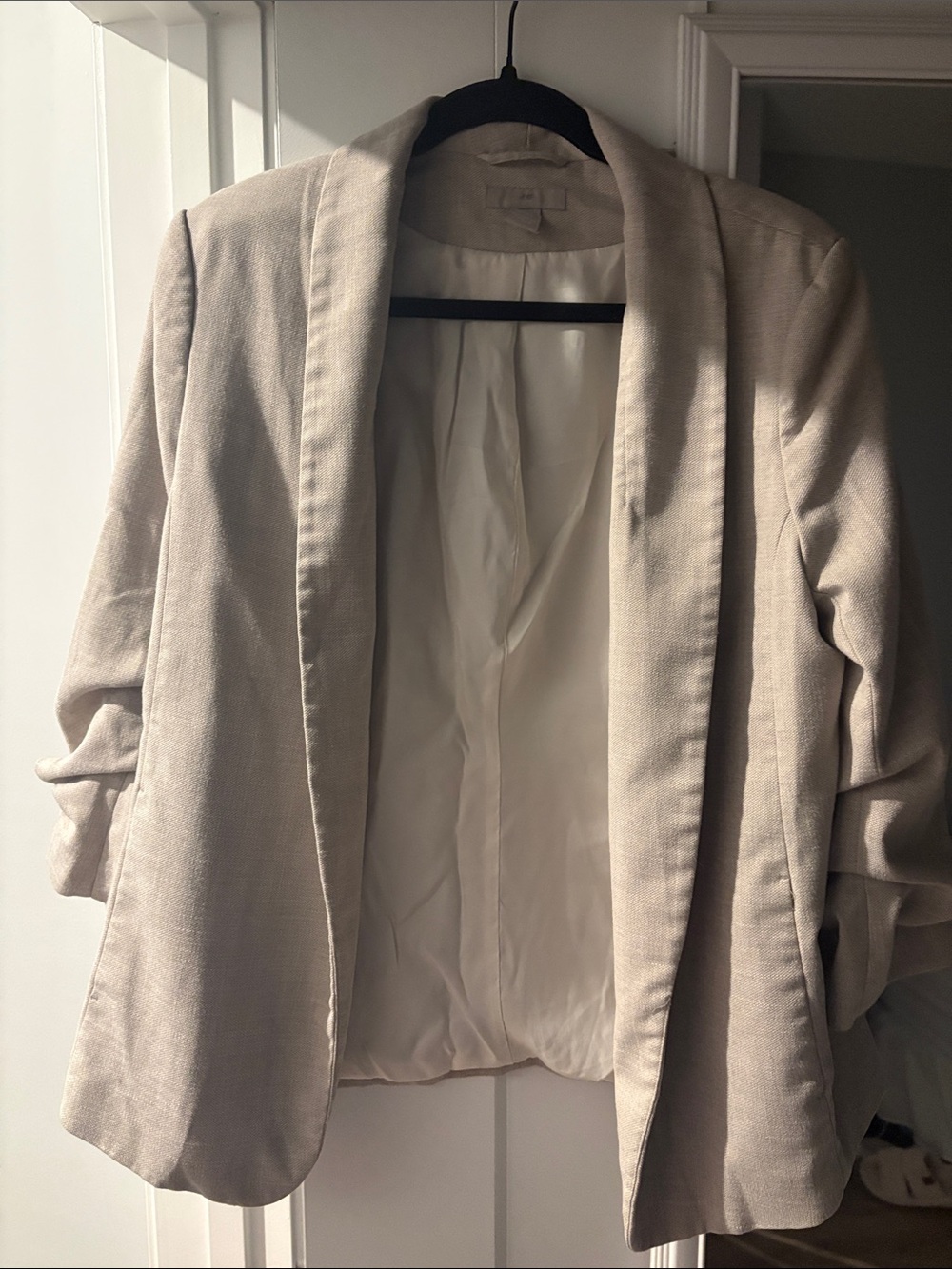 Women’s Open-Front Cream Blazer Jacket